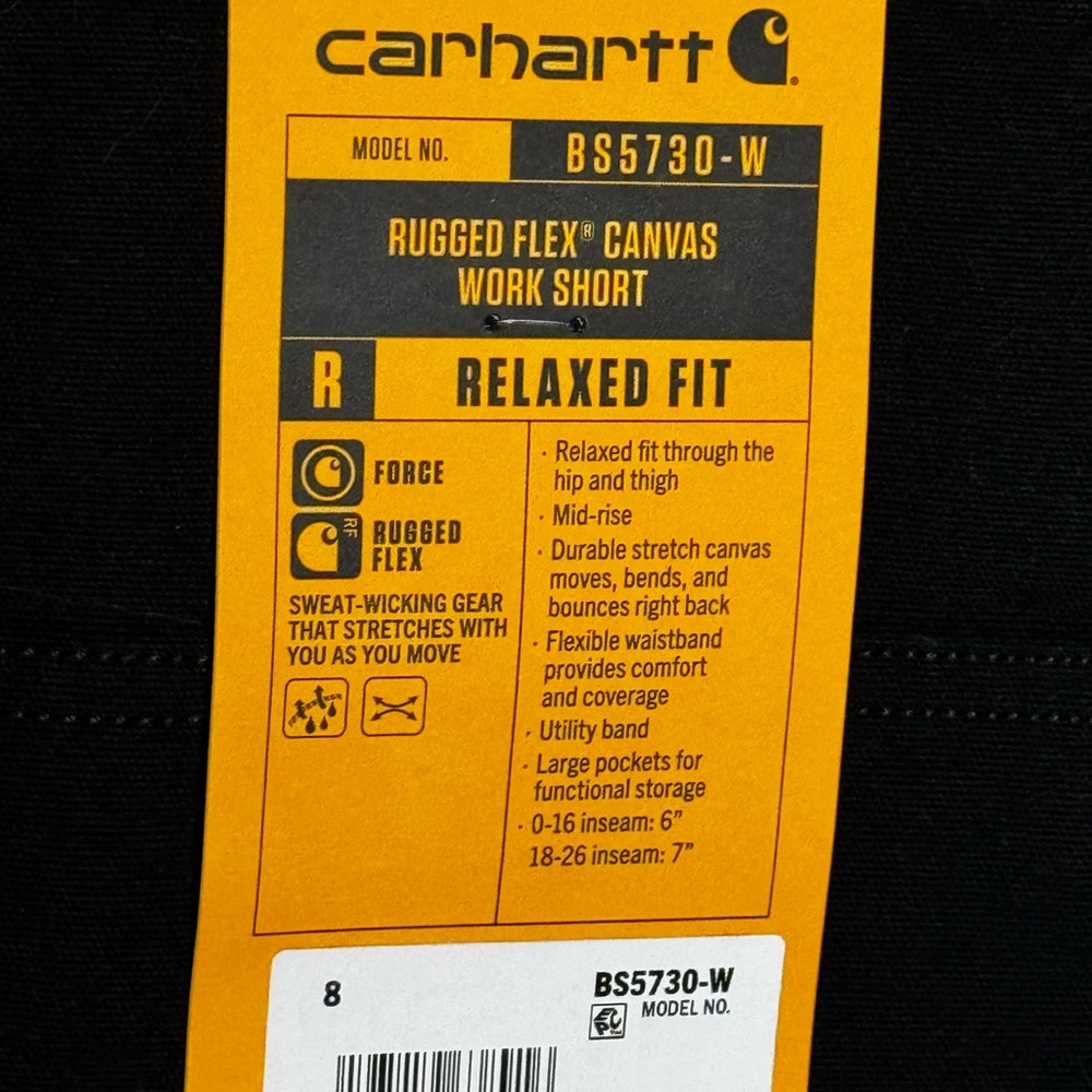 Carhartt Women’s Rugged Flex Work Shorts Black Size 8 NWT - Picture 7 of 8